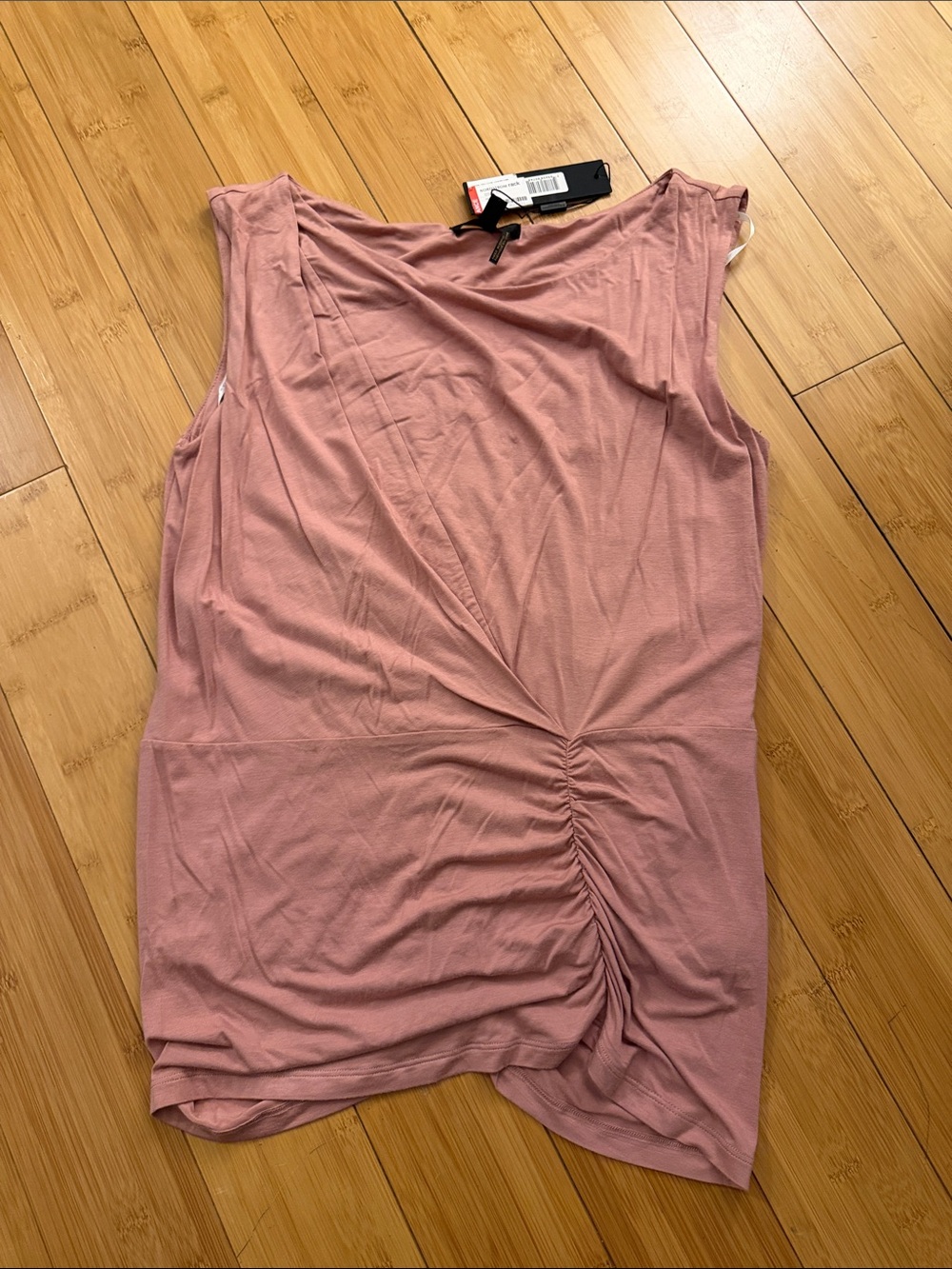 Donna Karan Rose Pink Twist-Front Tank. NWT.
